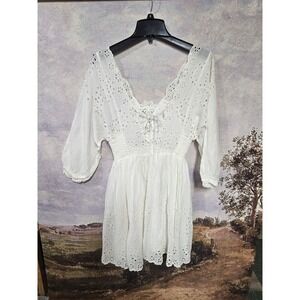 Free People | Dresses | Free People Delia Asymmetric Raw Hem Cotton Dress  Size S
